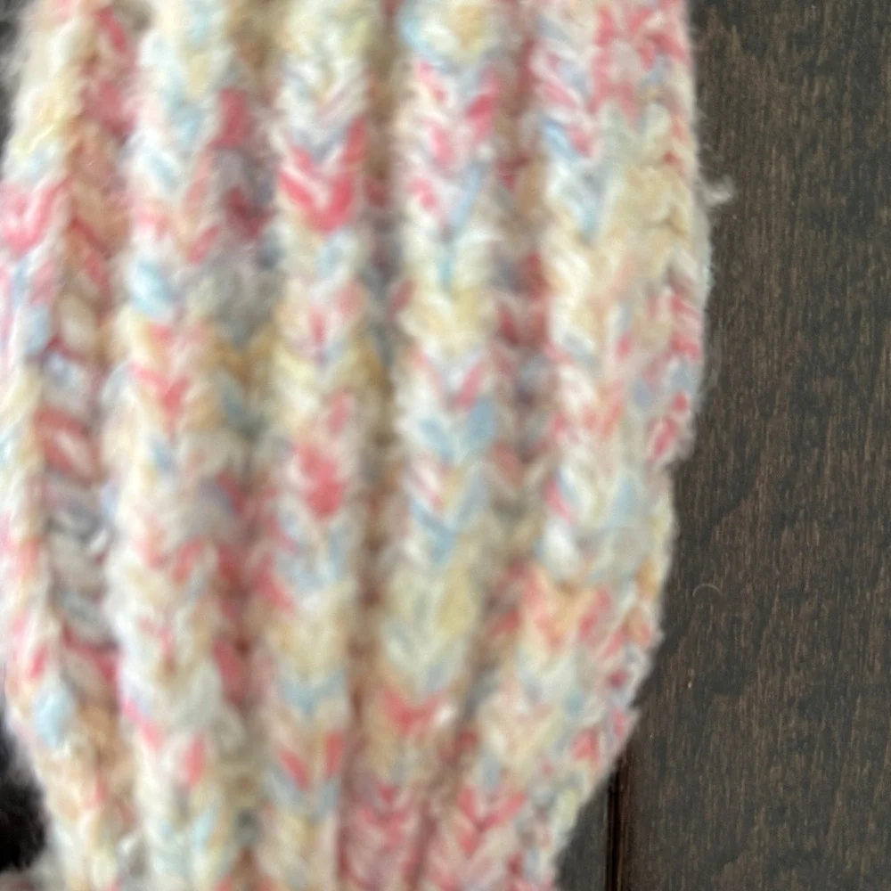 Adorable Baby Gap Colorful Knit Hat with Pom Poms and Mittens Set for Kids
